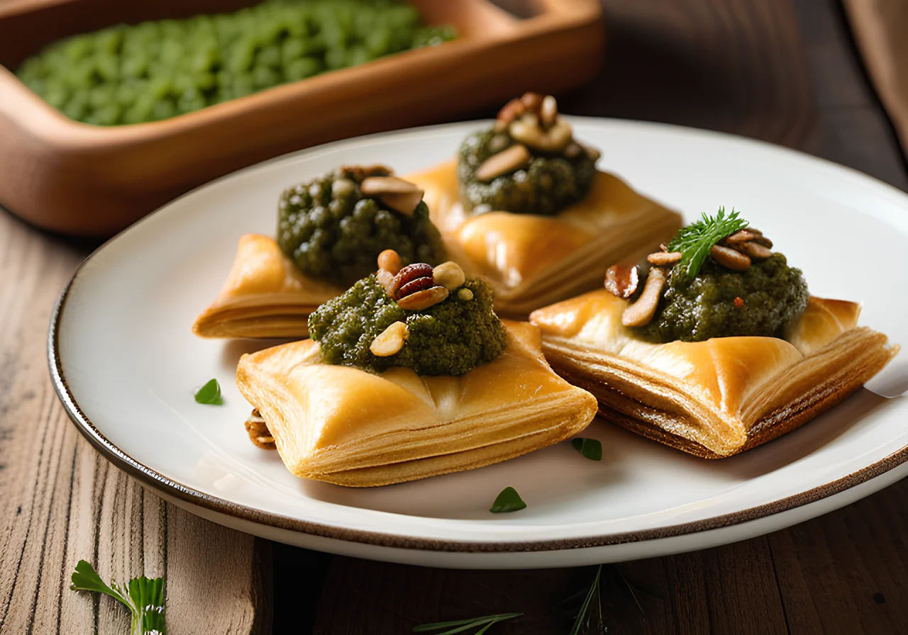 Boiled Porcini Mushroom Pockets with Nutty Pesto