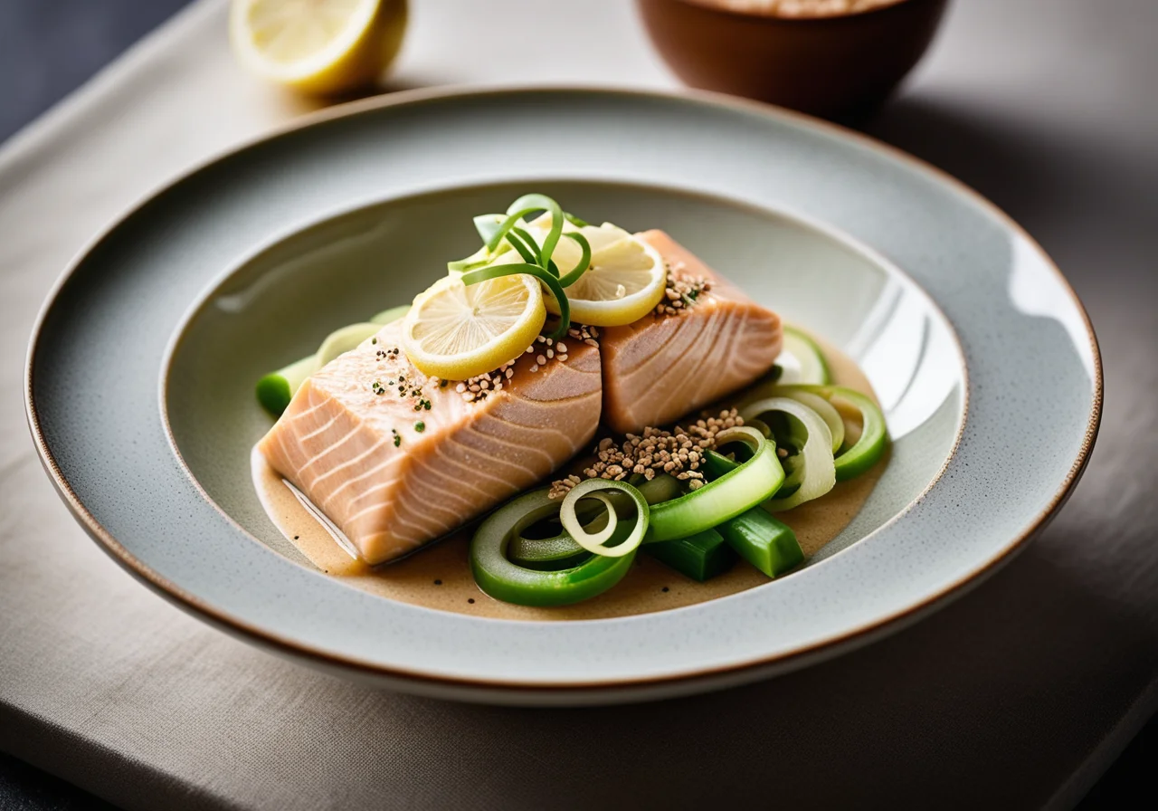 Steamed Salmon with Garlic Oil