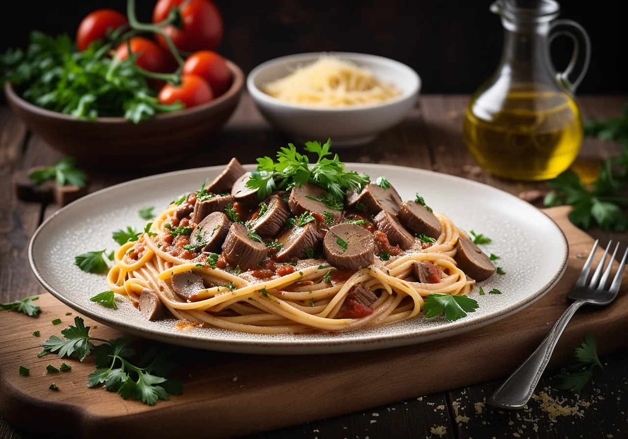 Pasta with Beef and Mushroom Sauce