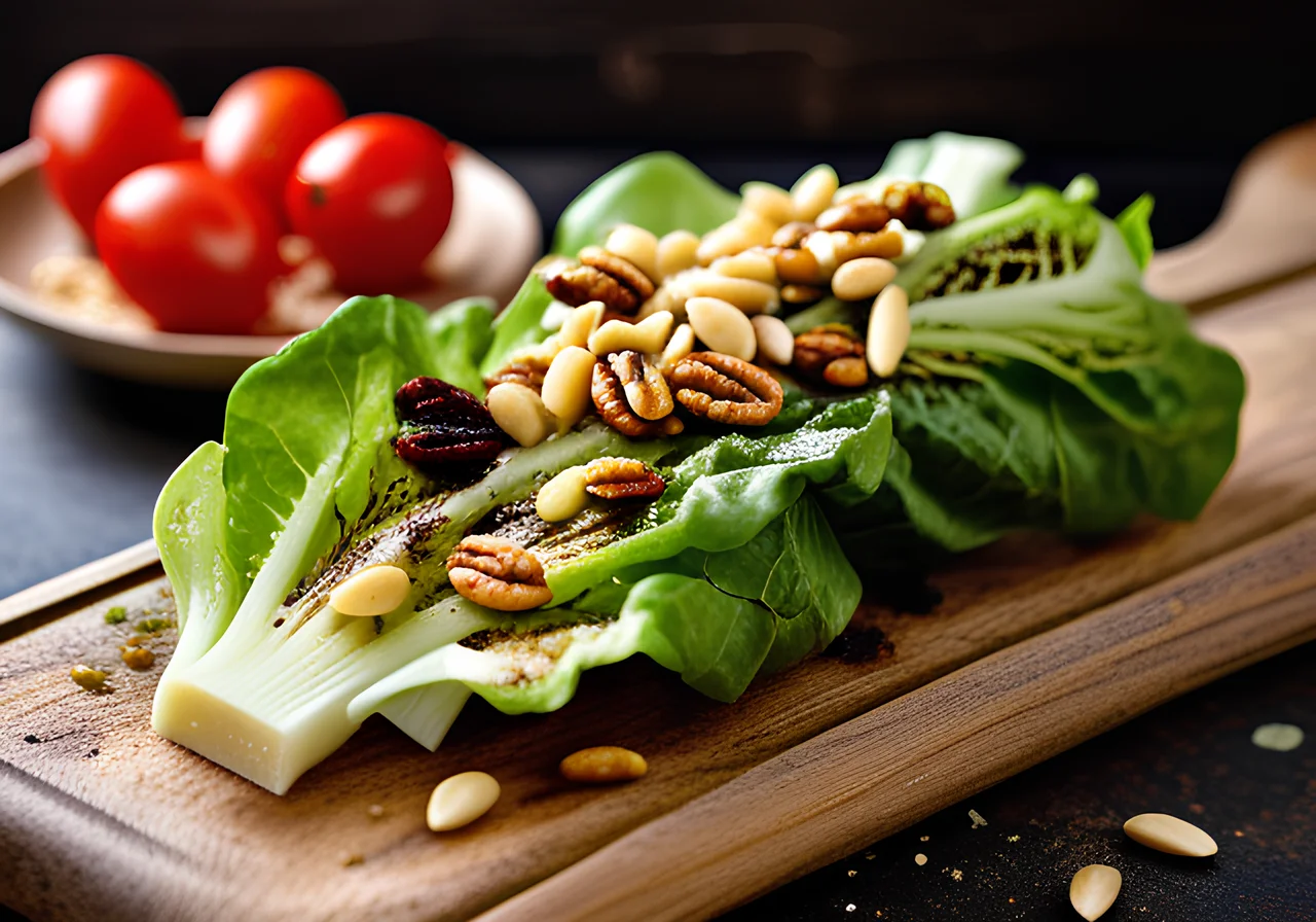 Grilled Romaine Salad with Mint Dressing