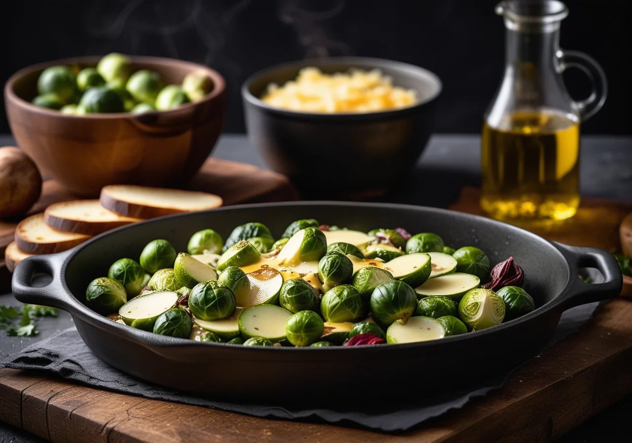 Brussels Sprouts Raclette with Oven Potatoes