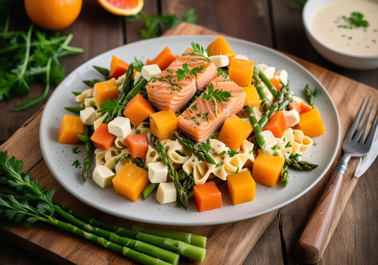 Pasta Salad with Asparagus and Salmon