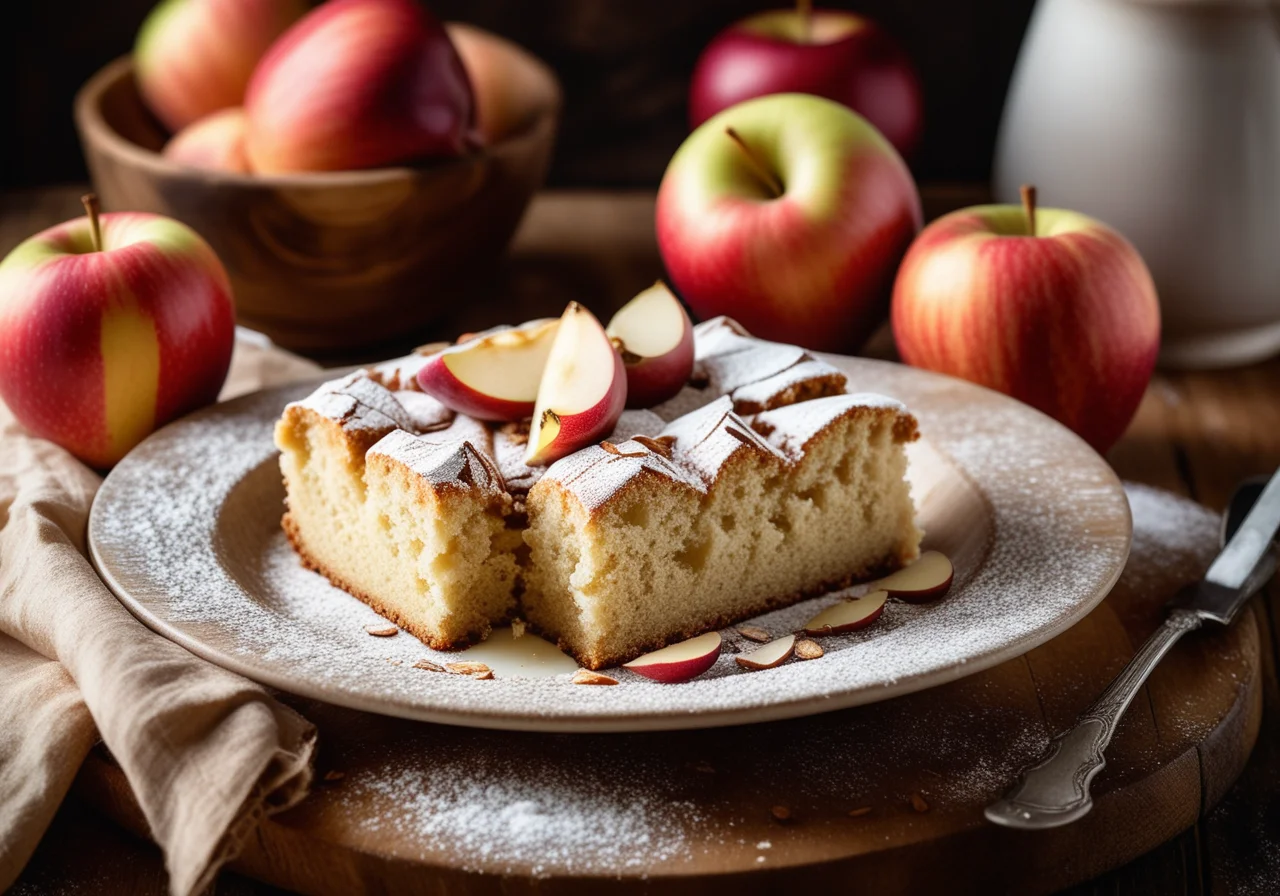 Fluffy Apple Cake with Almonds from the Sheet