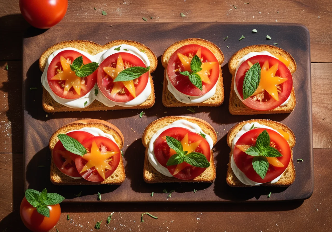 Tomato Cream Cheese Toasts