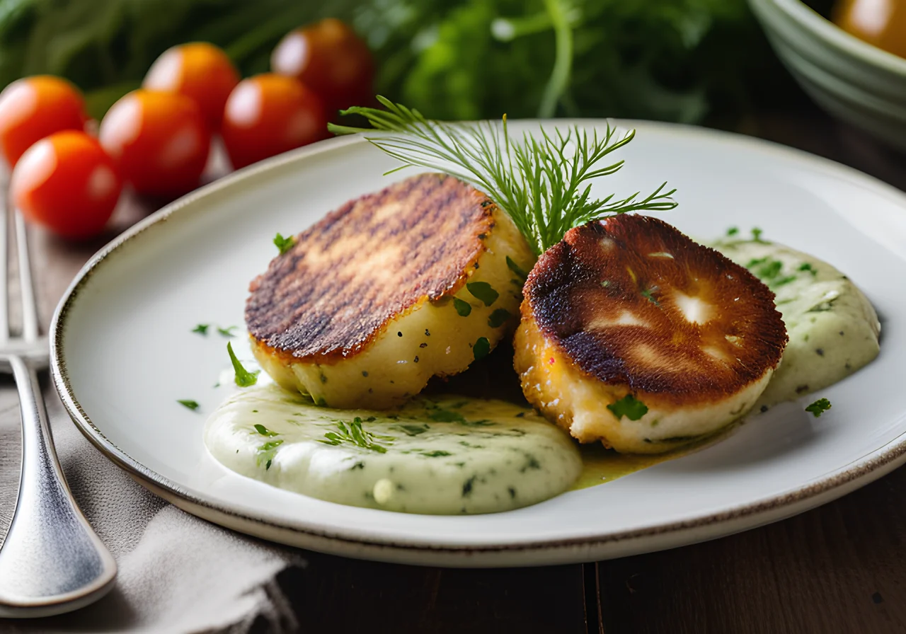 Fish Patties with Potato Salad