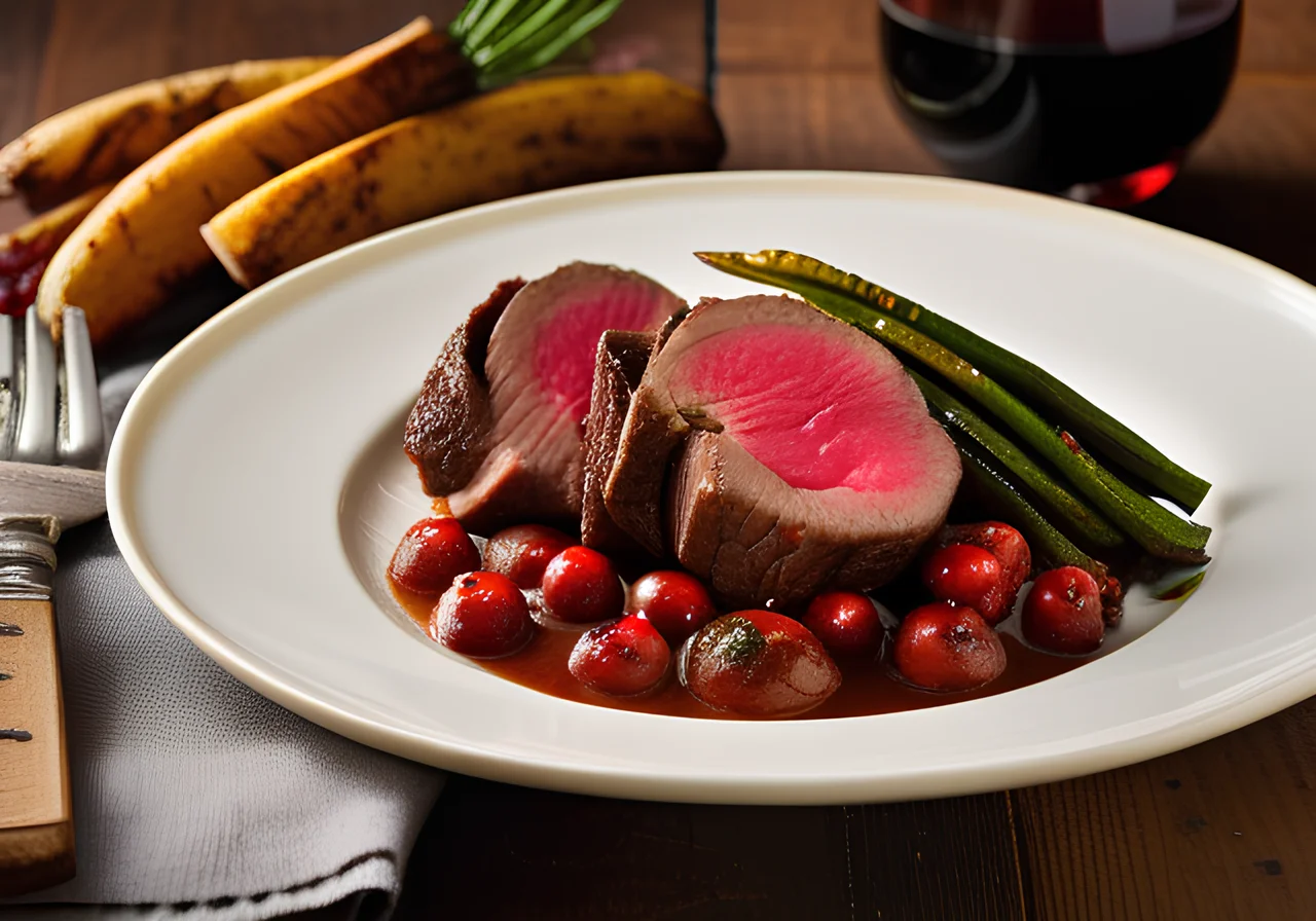 Beef Tenderloin in Pepper Red Wine Sauce