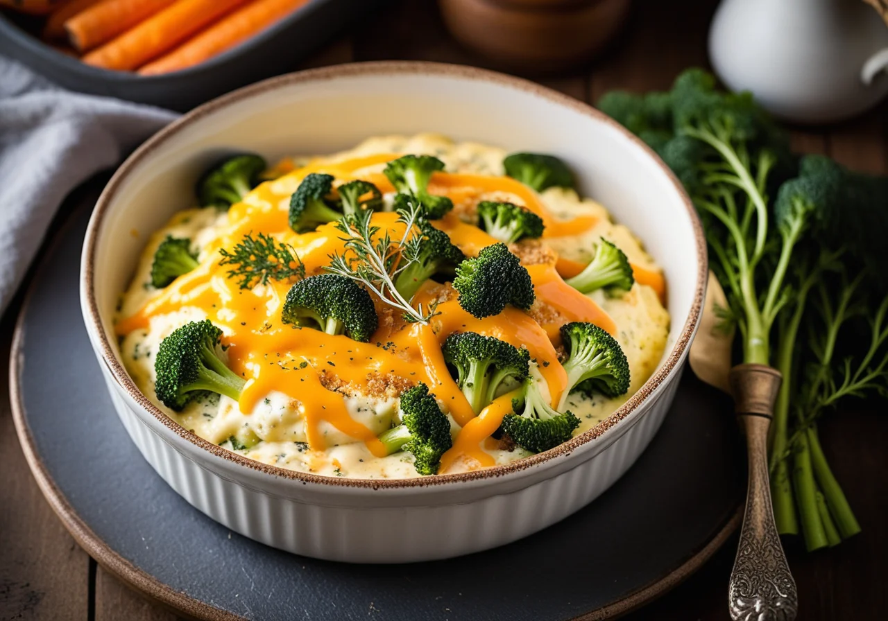 Baked Carrot Broccoli Gratin