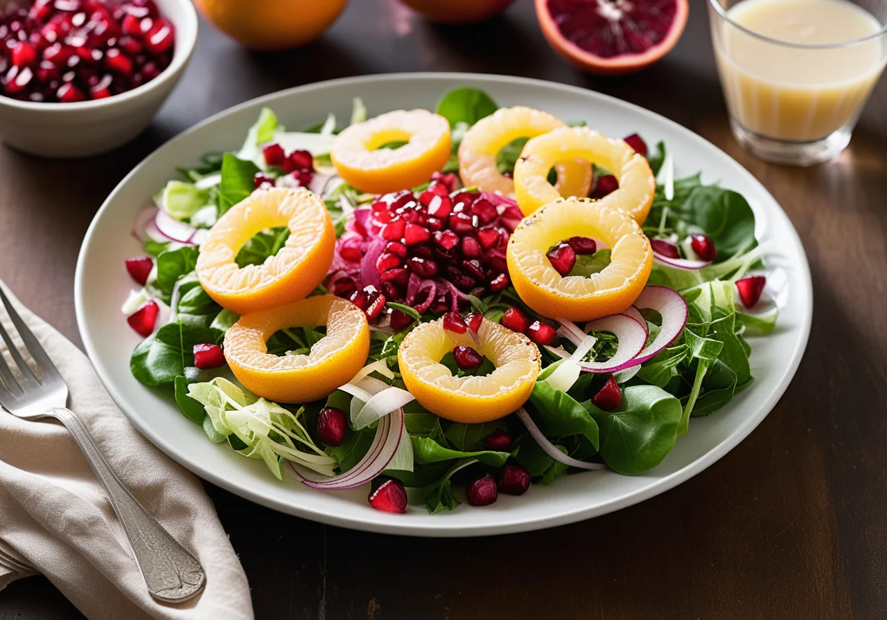 Green Salad with Grapefruit and Pomegranate