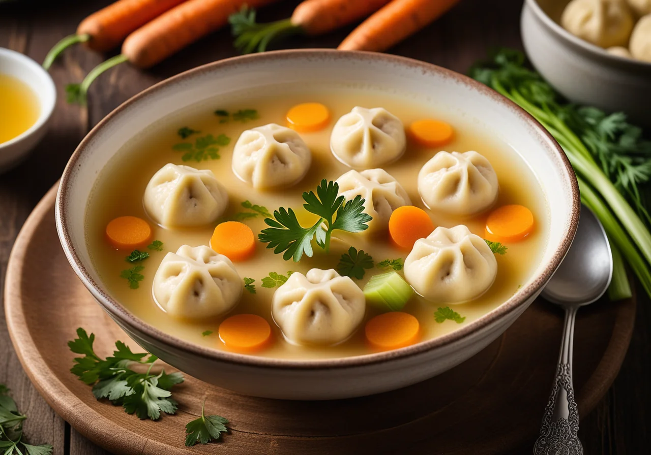 Chicken Broth with Vegetables and Dumplings