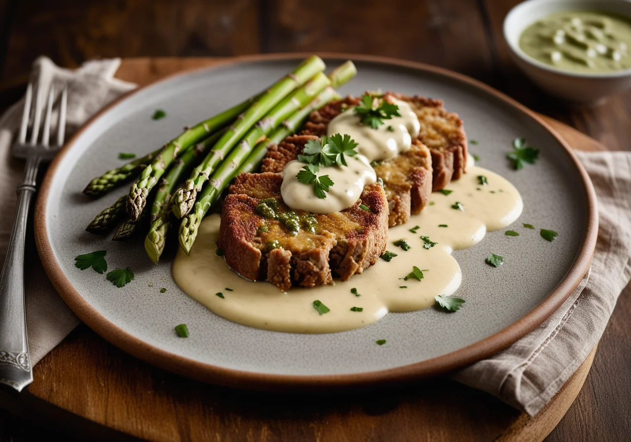 White Asparagus with Almond Veal Cutlets (Piccata)