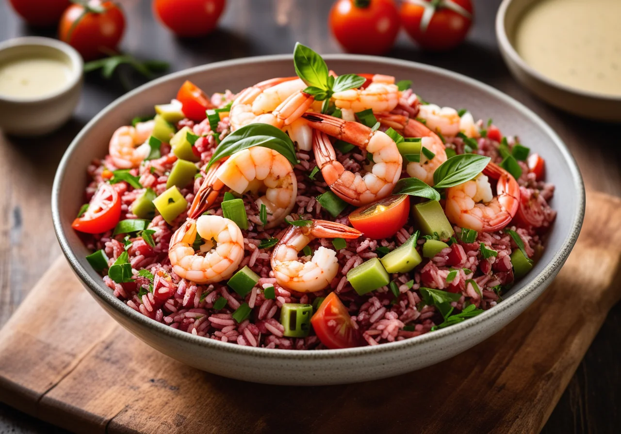 Red Rice Salad with Shrimp