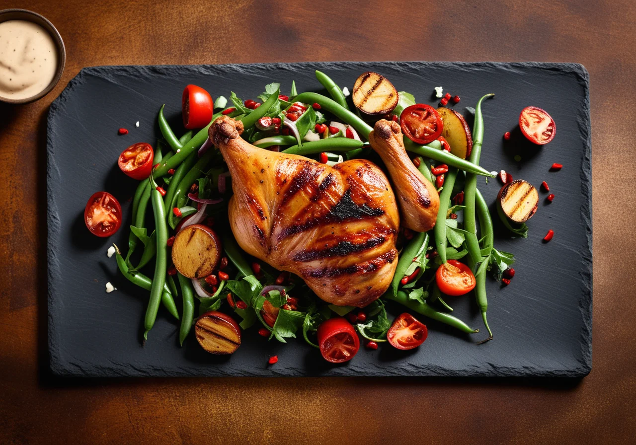 Chicken Thigh with Bean Salad and Potato Patties