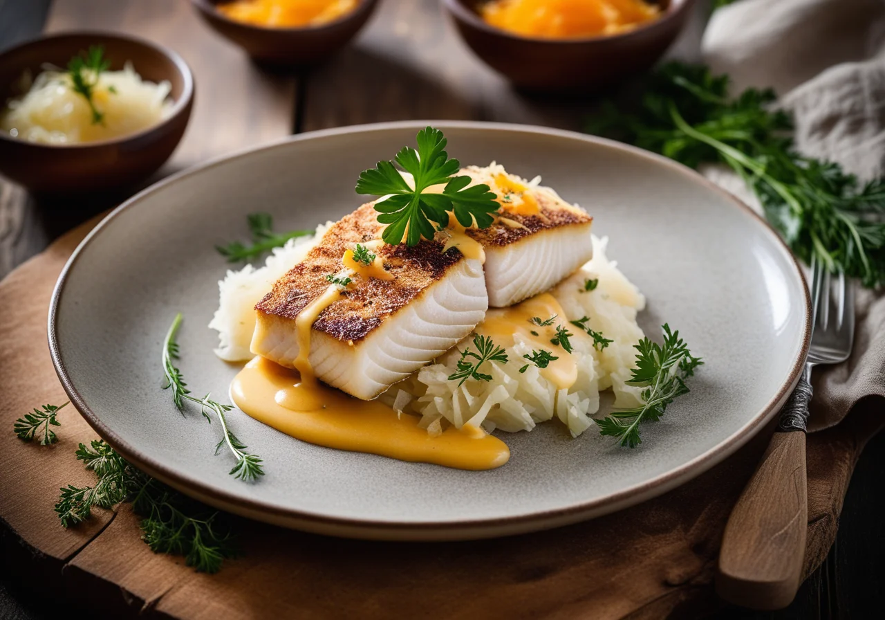 Pikeperch with Paprika Sauerkraut and Riesling Sauce