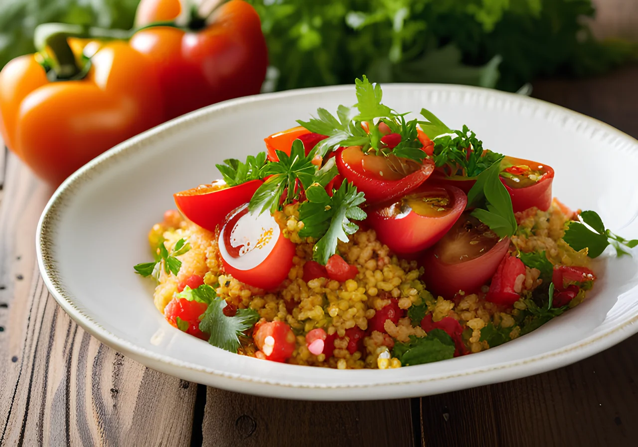 Bulgur Tomato Salad with Lemon Herb Dressing