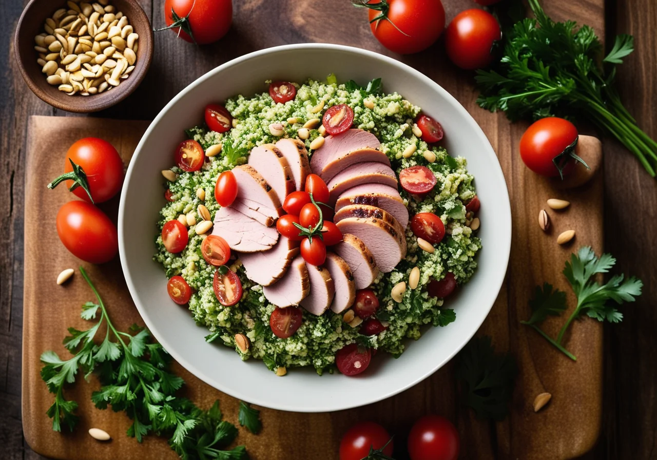 Petersilien-Hirse-Salat mit Putenwurst