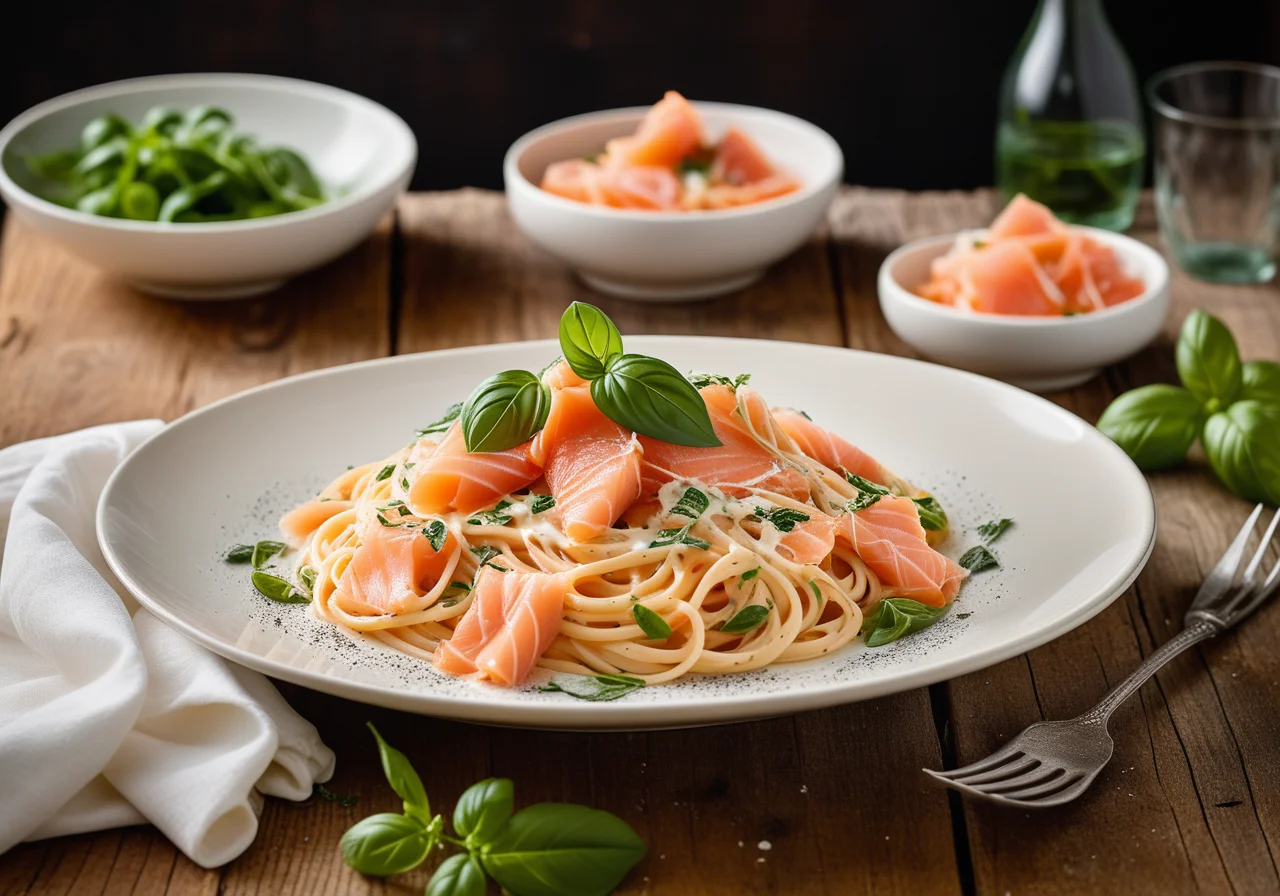 Spaghetti with Smoked Salmon and Leek