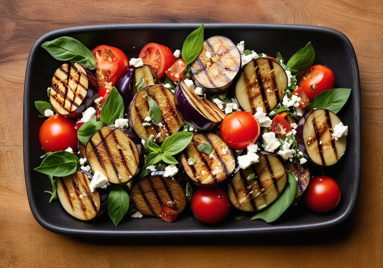 Grilled Eggplant and Sheep Cheese Salad