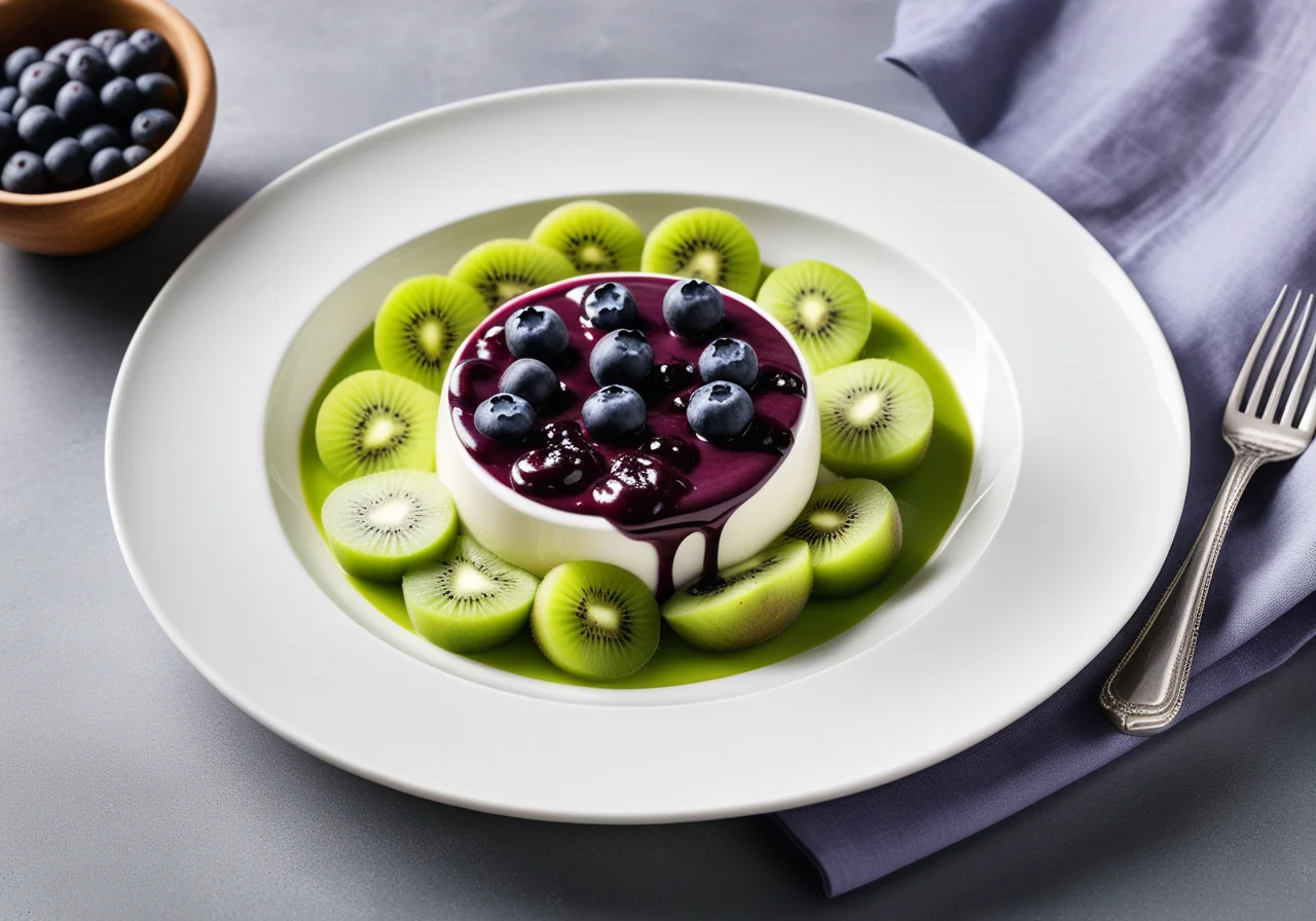 Creamy Quark with Kiwi and Blueberry Sauce