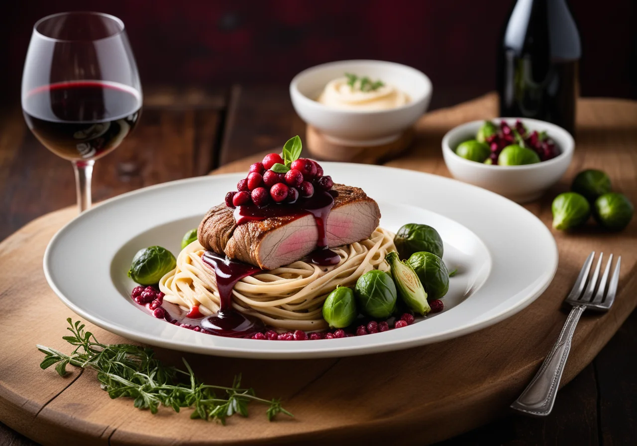 Rabbit Fillet with Red Wine Lingonberry Sauce