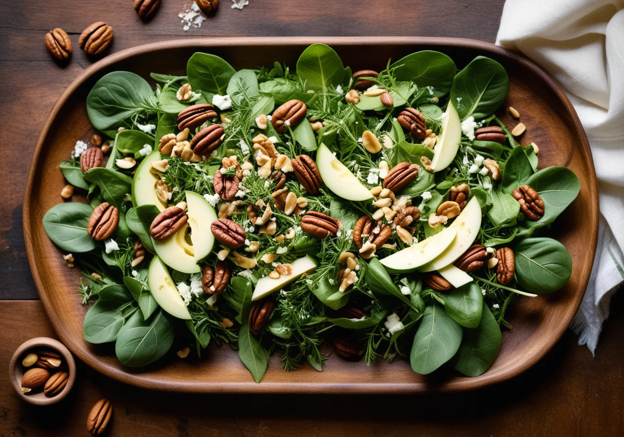 Summer salad with pecans and parmesan