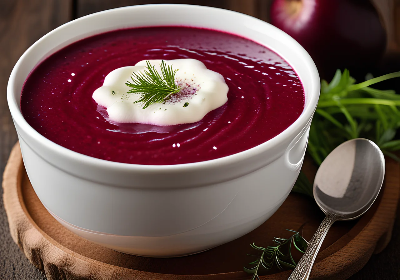 Red Beet Soup with Horseradish and Apple