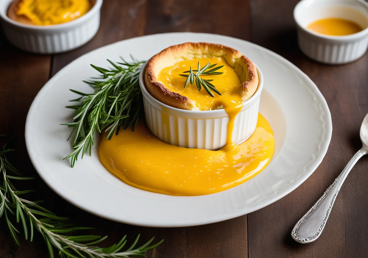 Pea Soufflé with Paprika Sauce