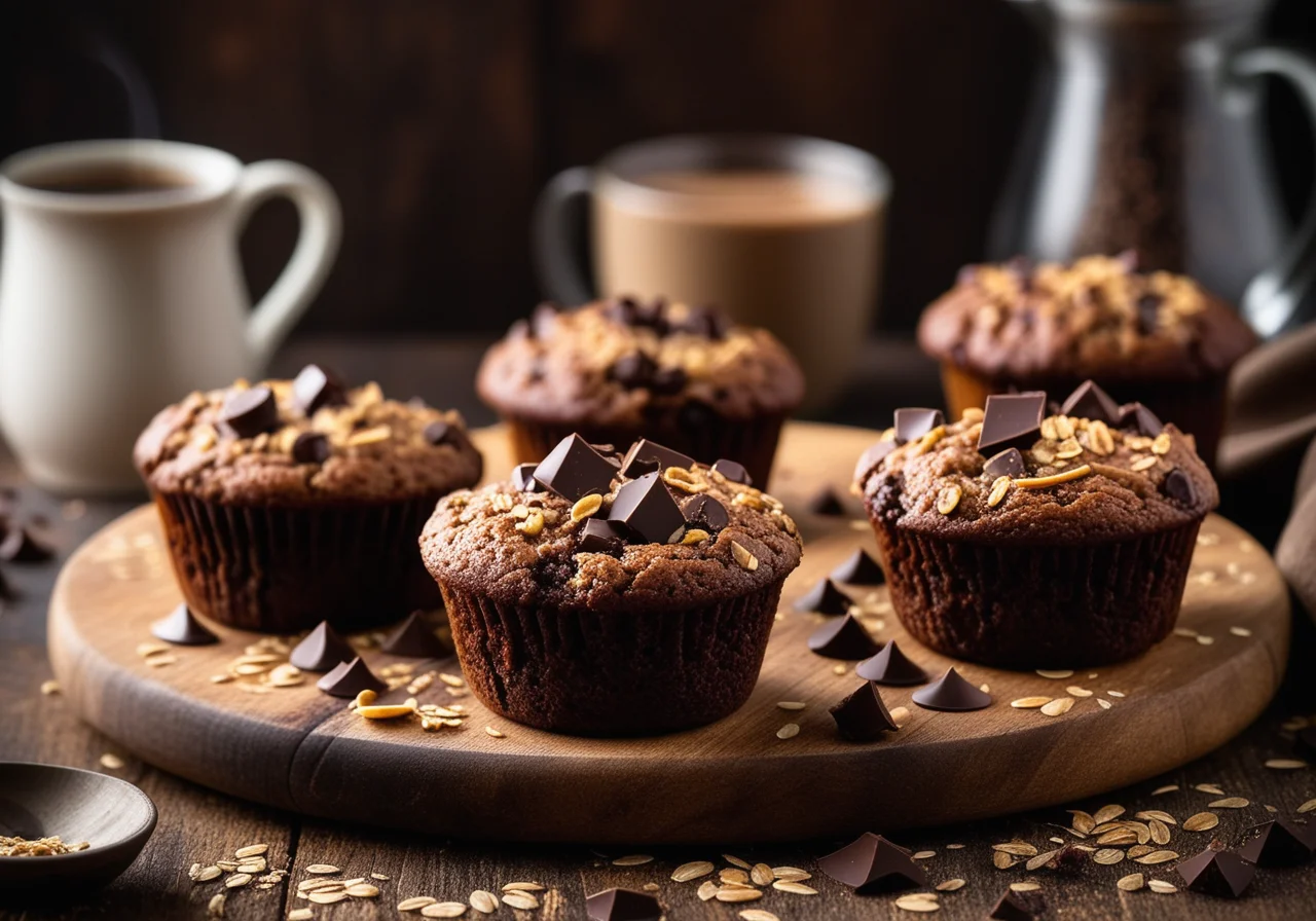 Chocolate Banana Oatmeal Muffins