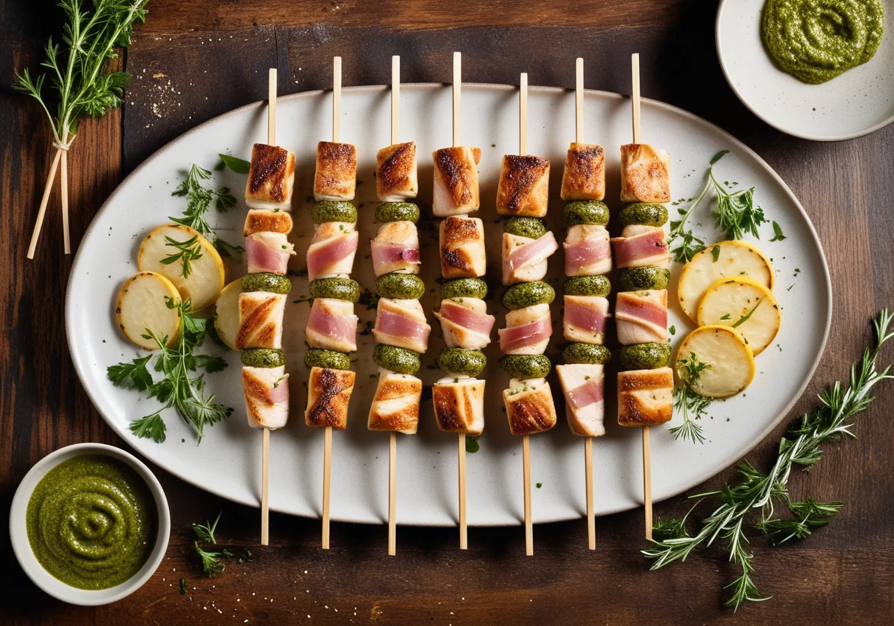 Chicken Roll Skewers
