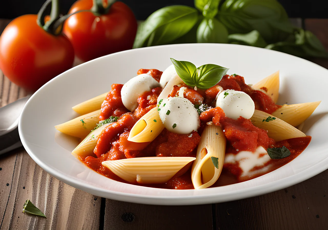 Pasta with Tomatoes and Mozzarella