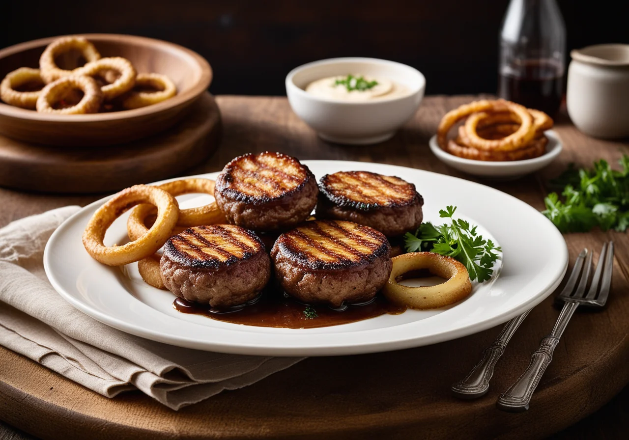 Grilled Meat Patties with Mushrooms
