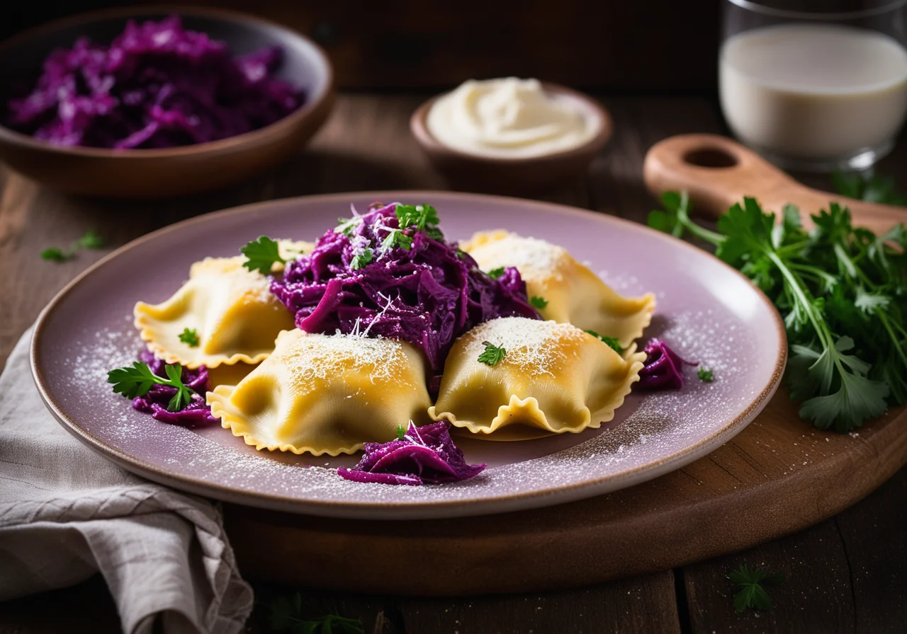 Ravioli with Red Cabbage Filling
