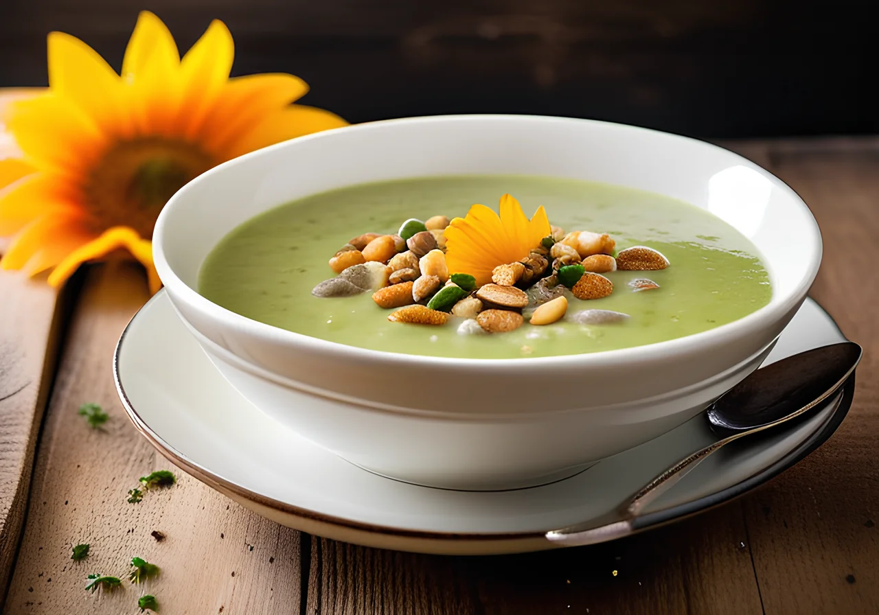 Zucchini Soup with Crispy Potato Cubes
