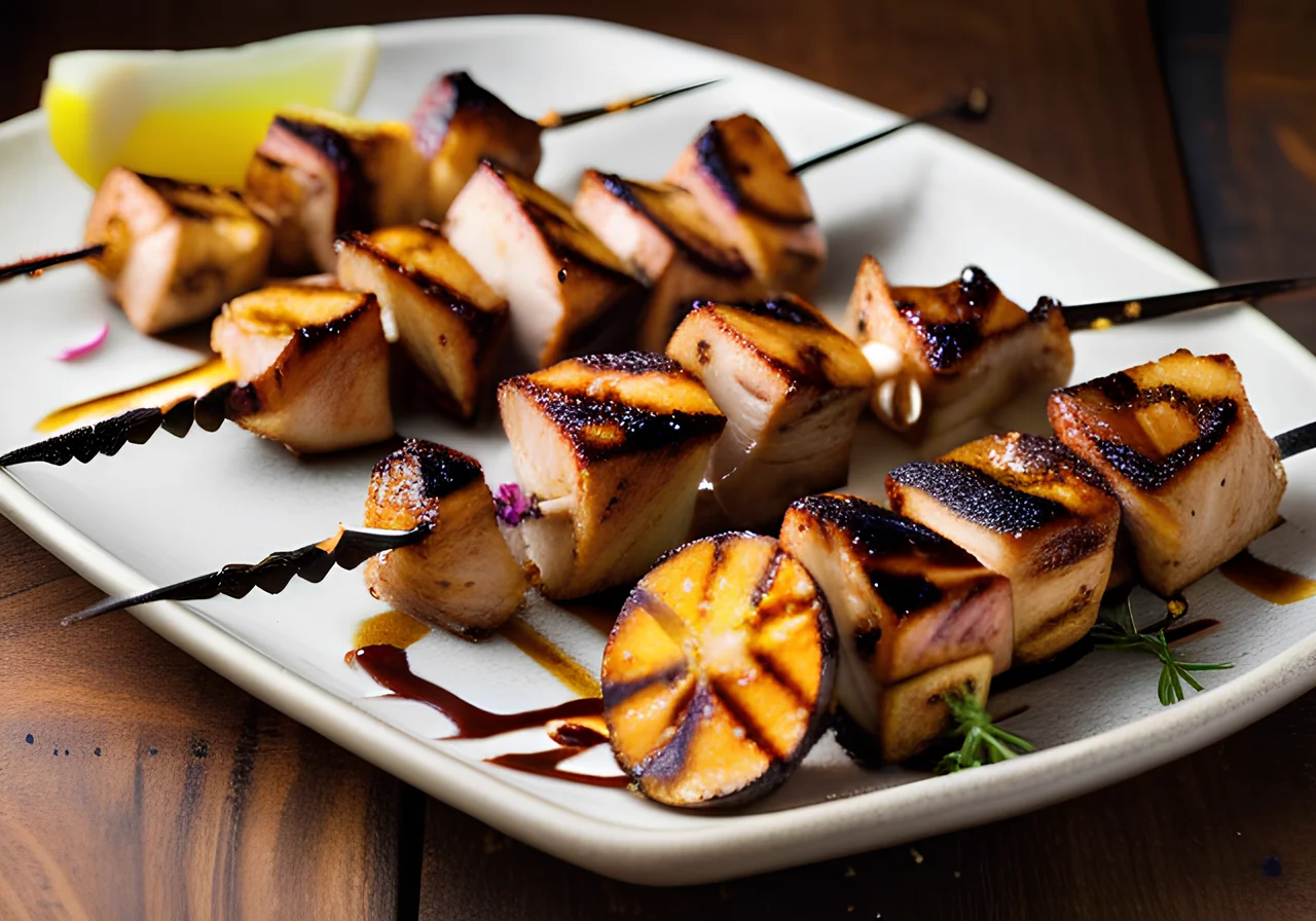 Grilled Banana Chicken Skewers
