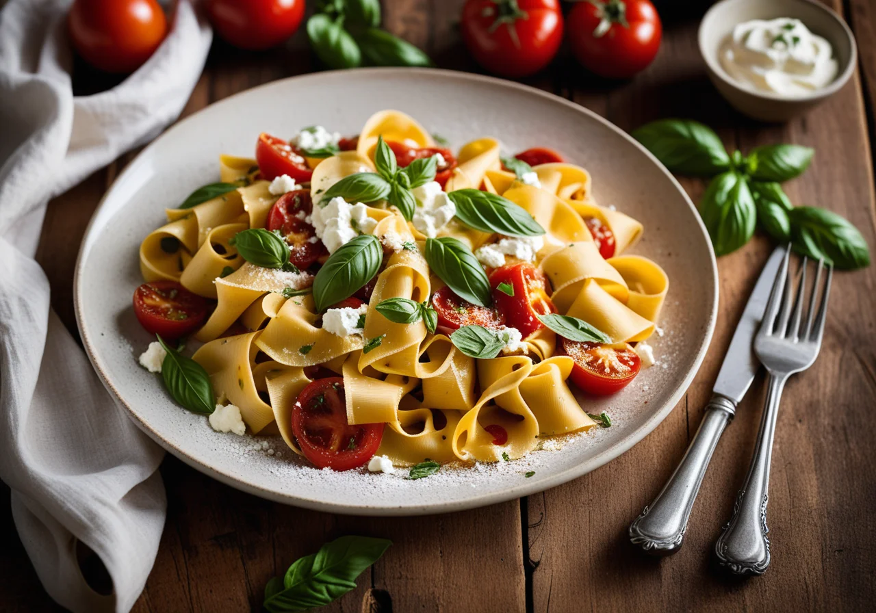Pappardelle with Tomato-Patty Sauce