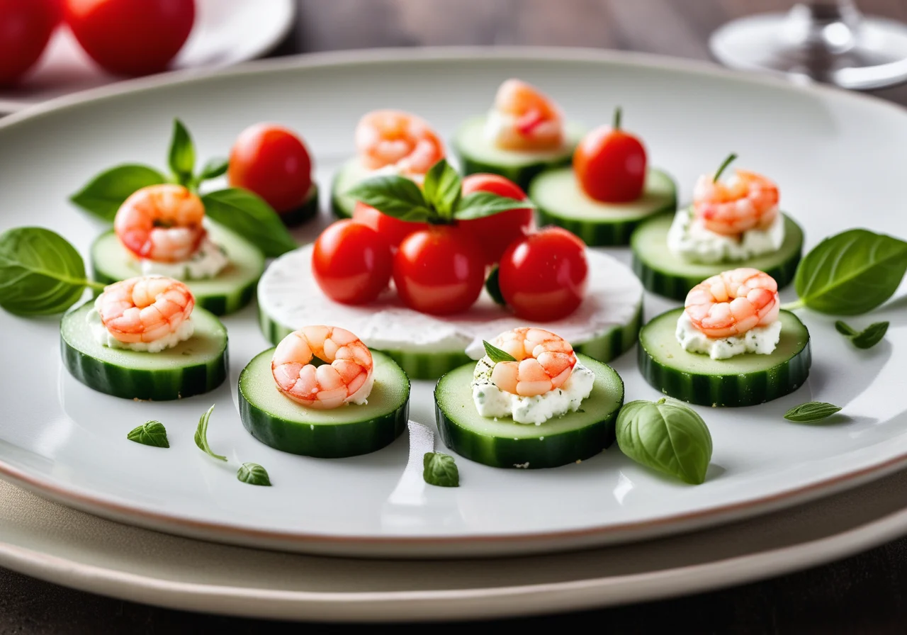 Cucumber and Tomato Bites with Shrimp