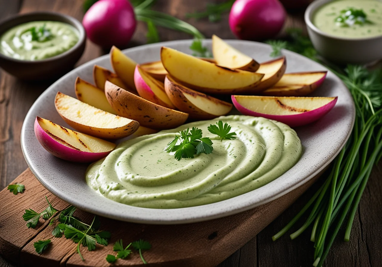Wedges with Radish-Cucumber Cream