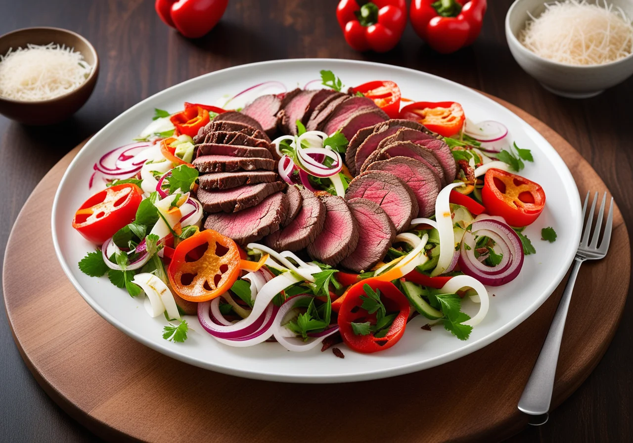 Scharfer Rindfleisch-Gemüsesalat