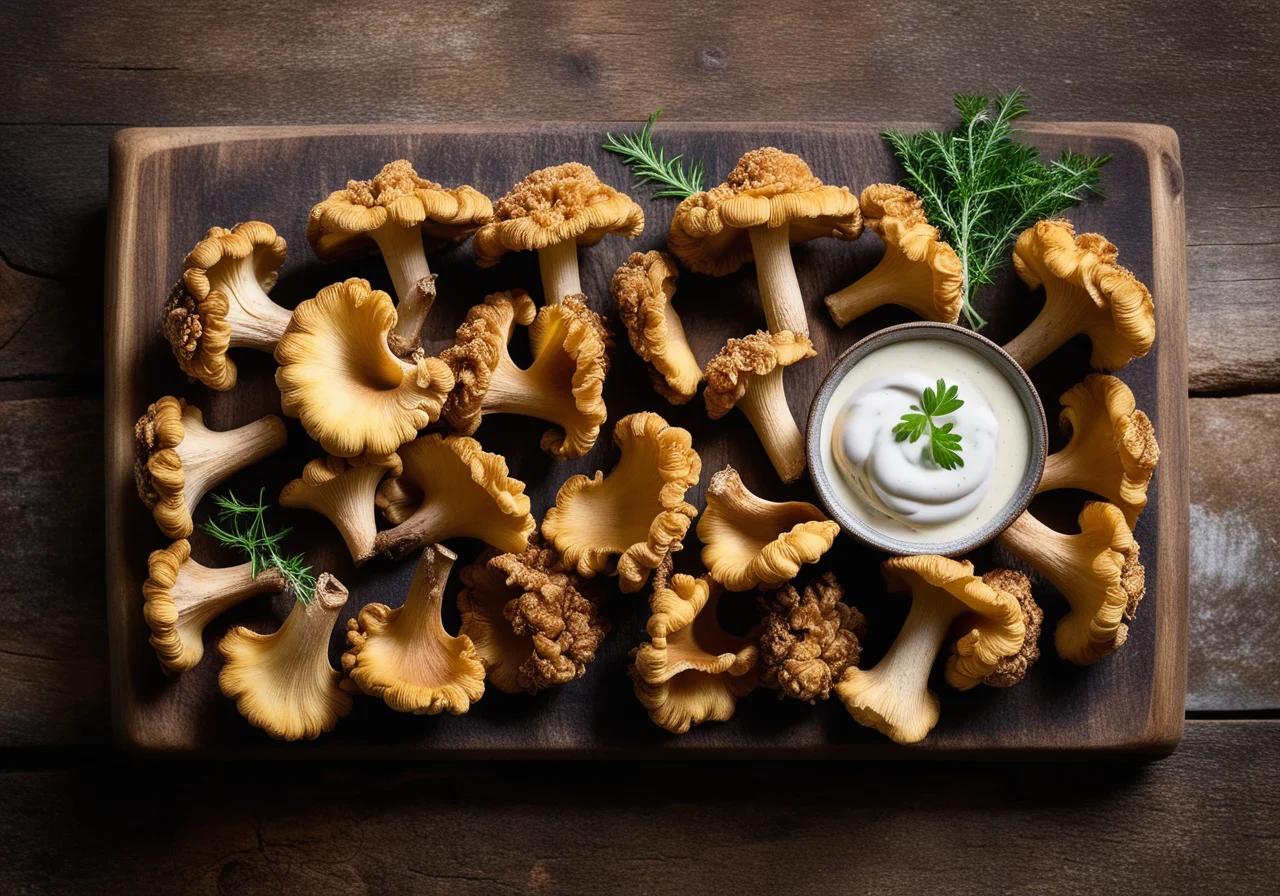 Fried Oyster Mushrooms with Herb Yogurt