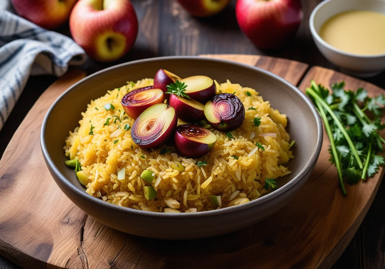 Saffron Rice with Apples and Vegetables