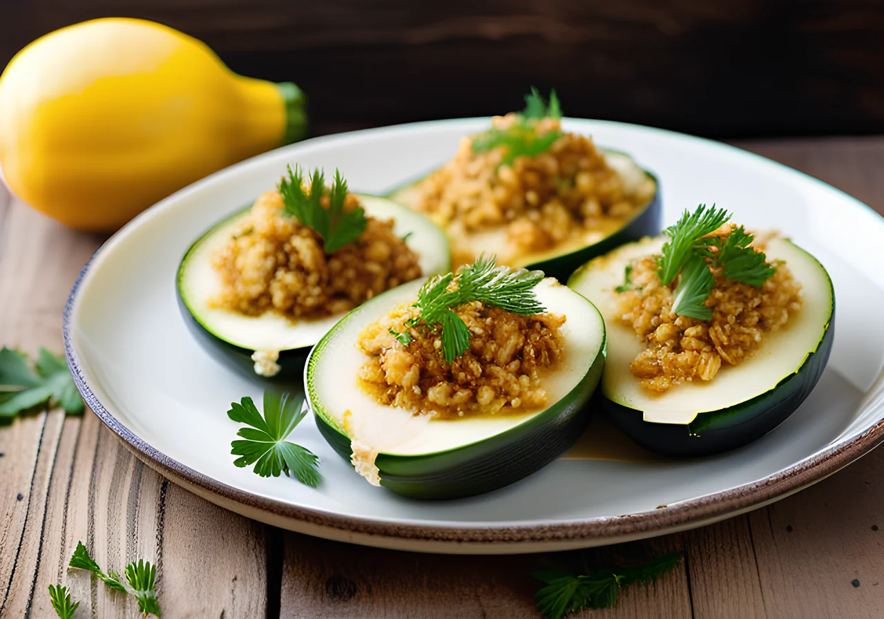 Zucchini with Bulgur-Feta Filling
