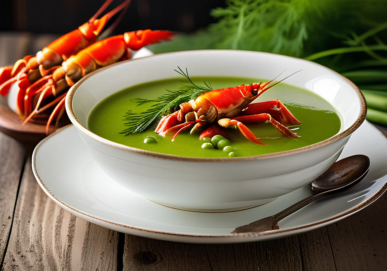 Pea Soup with Fresh Crayfish