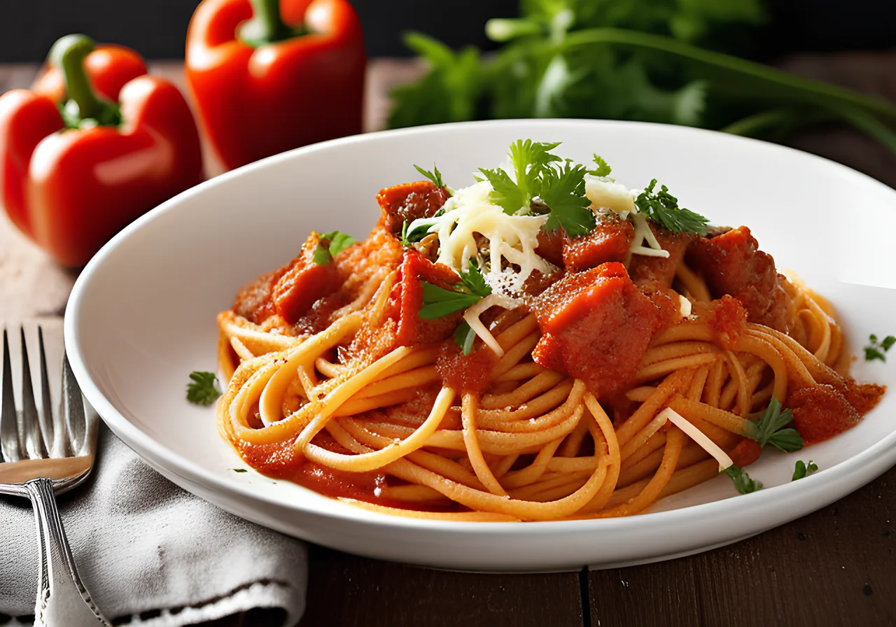 Spaghetti with Bell Peppers