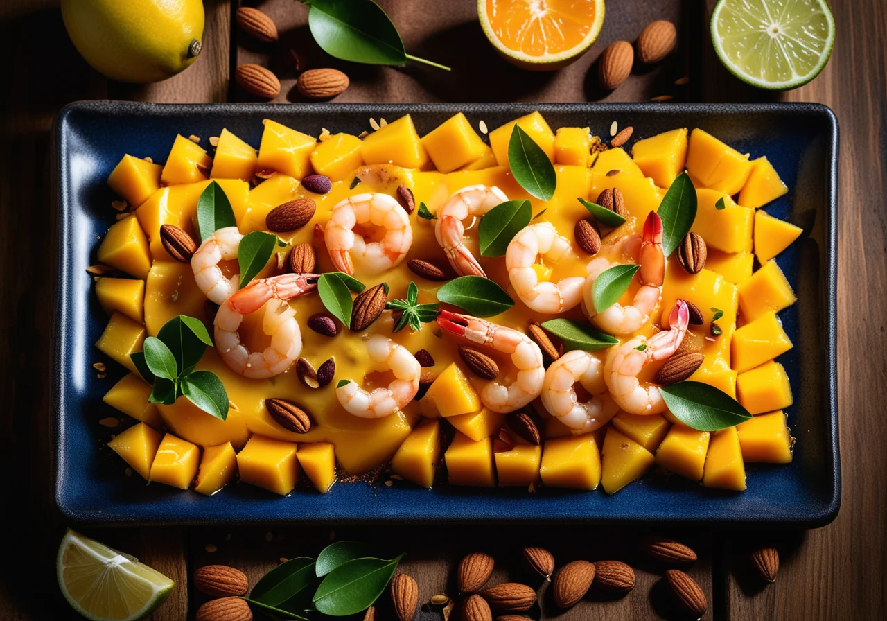 Raclette with Mango and Shrimp