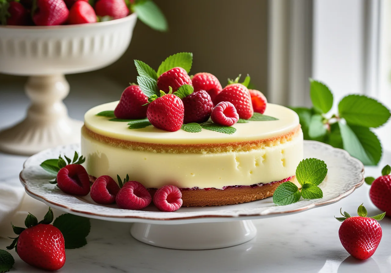 Lime Cream Cake with Berries