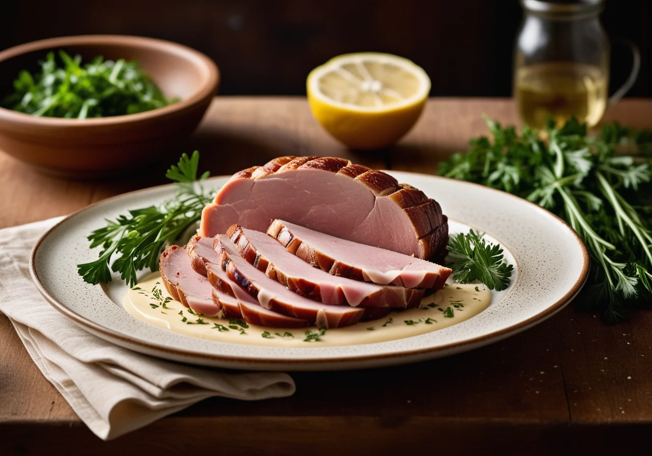 Grilled Ham with Beans