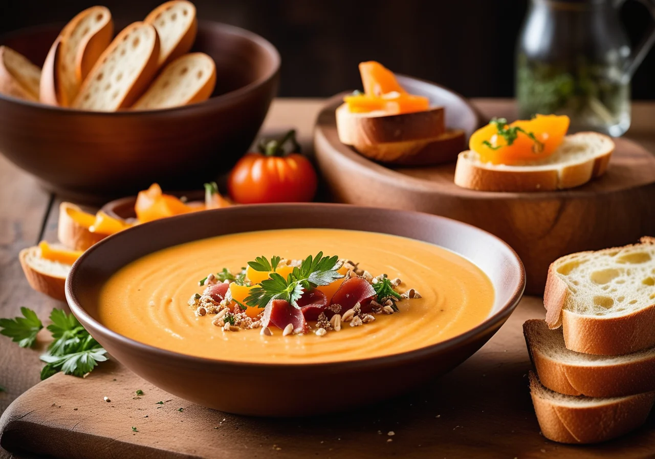Carrot Soup with Tomato Crostini