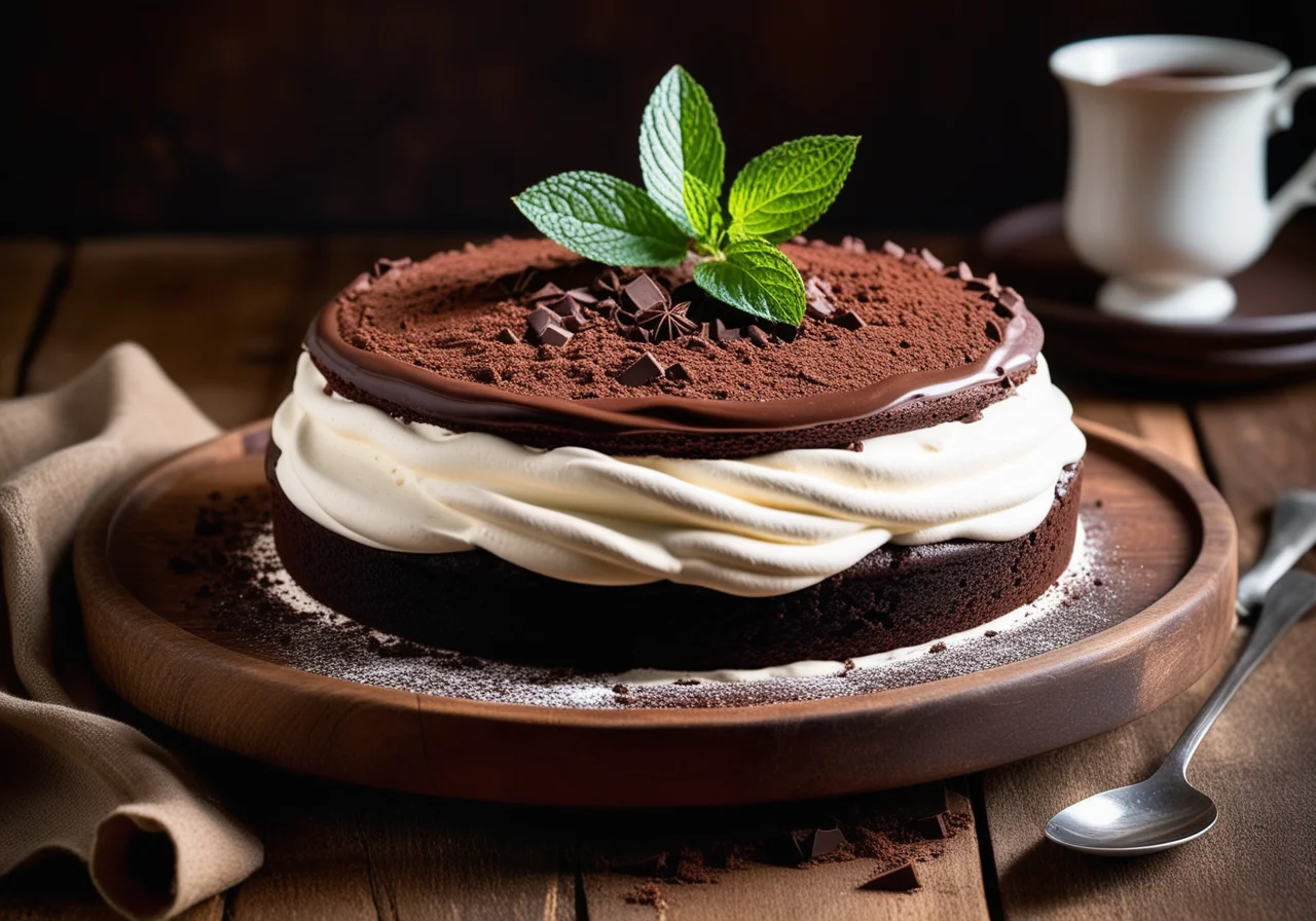 Chocolate Cake with Cream Topping