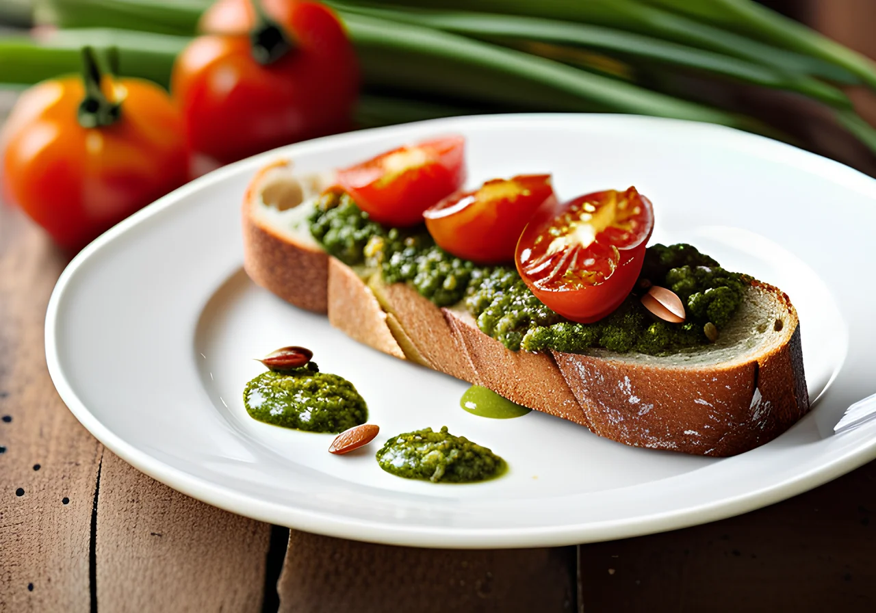 Wild Garlic Pesto Bruschetta