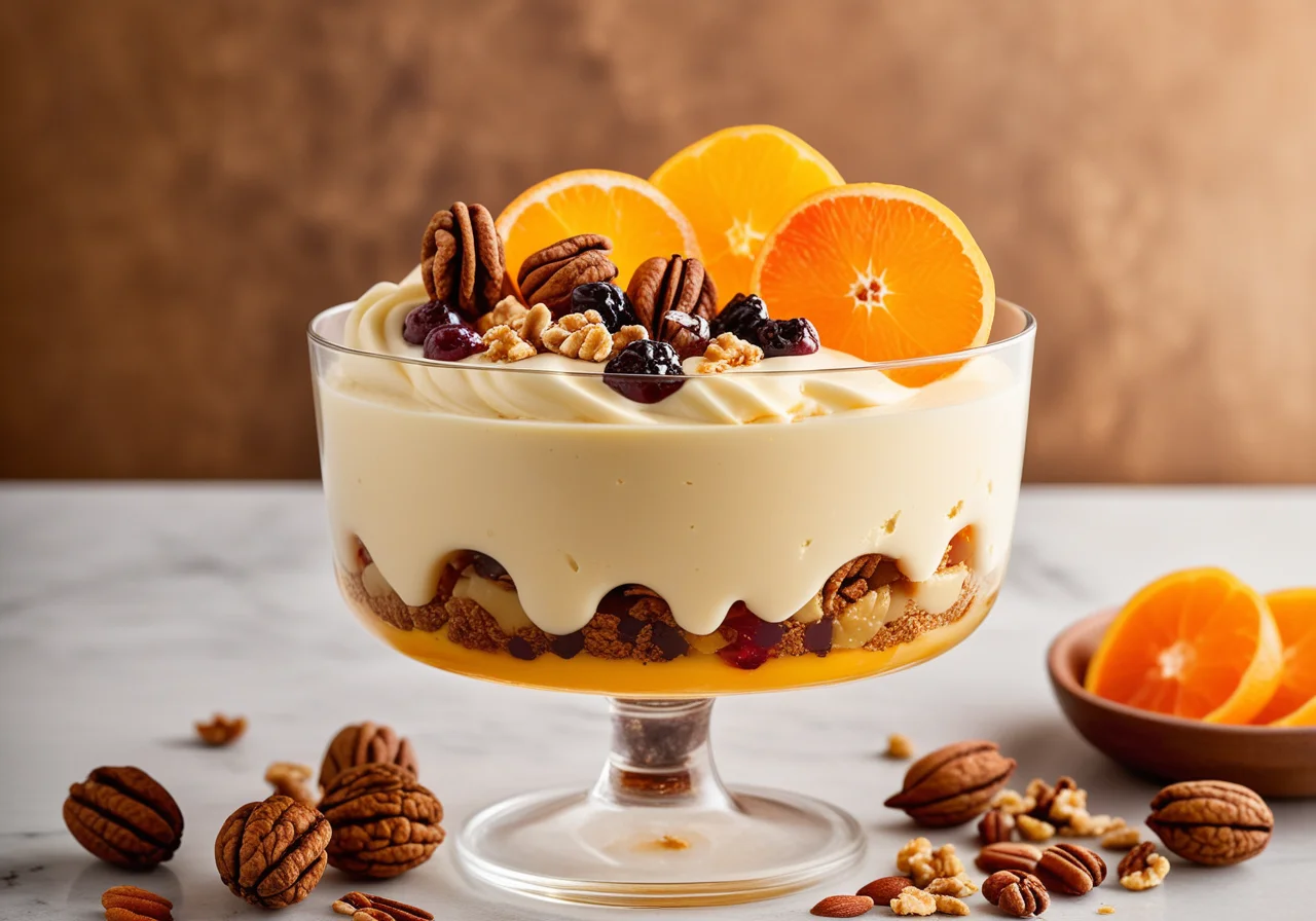 Ice Cream Parfait with Nuts and Dried Fruits
