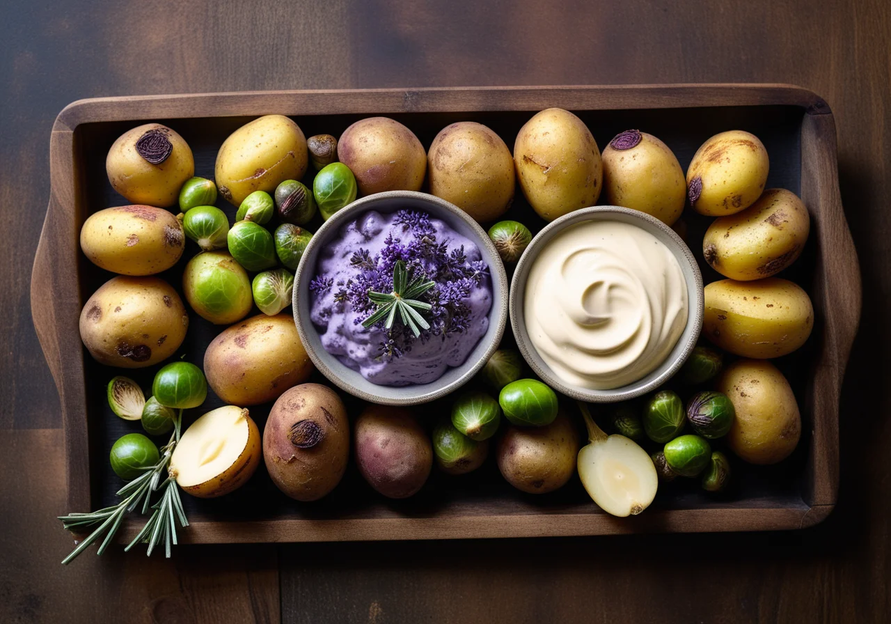 Roasted Vegetables with Lavender Cheese Cream